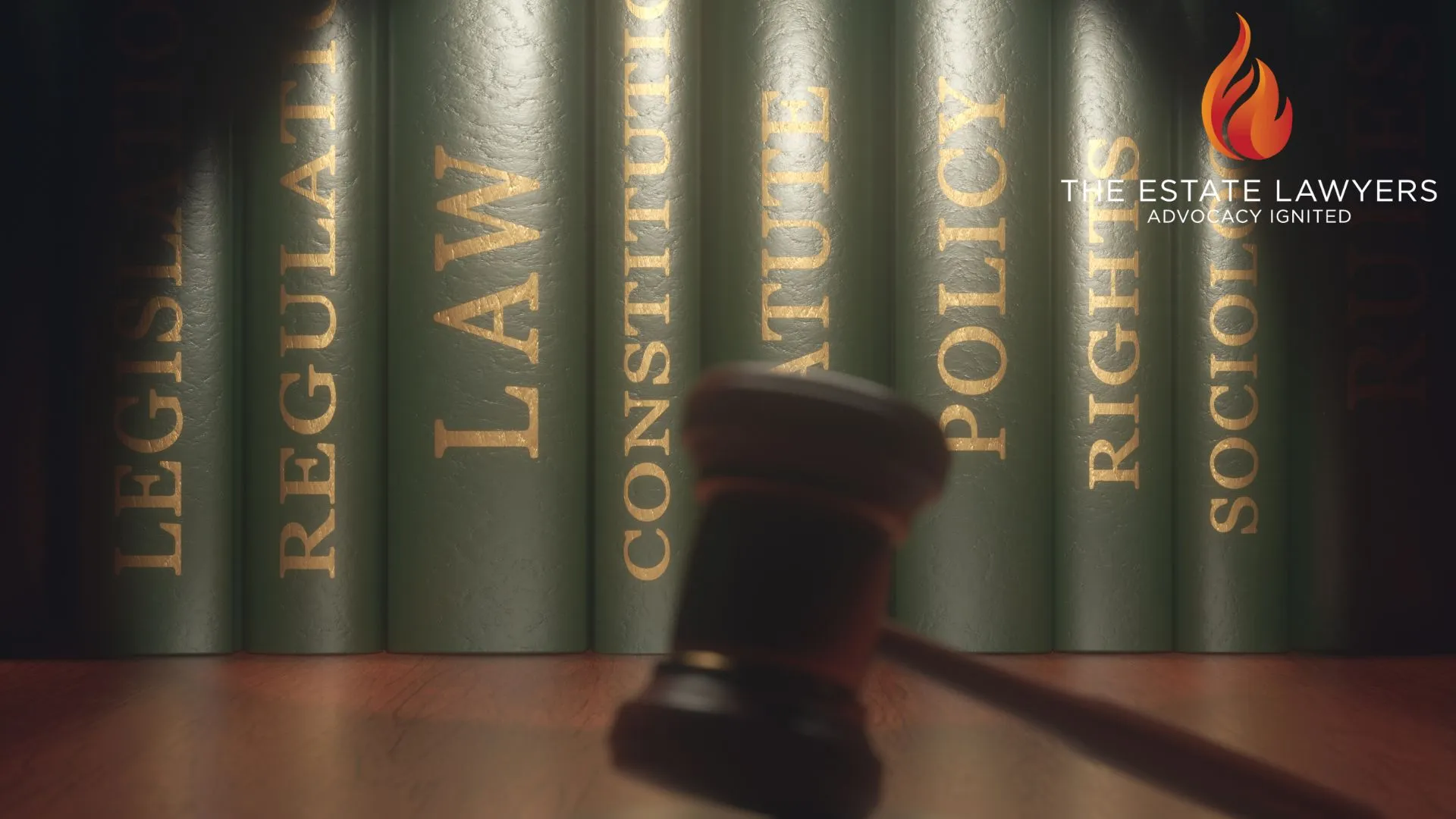 Gavel resting before law and policy books