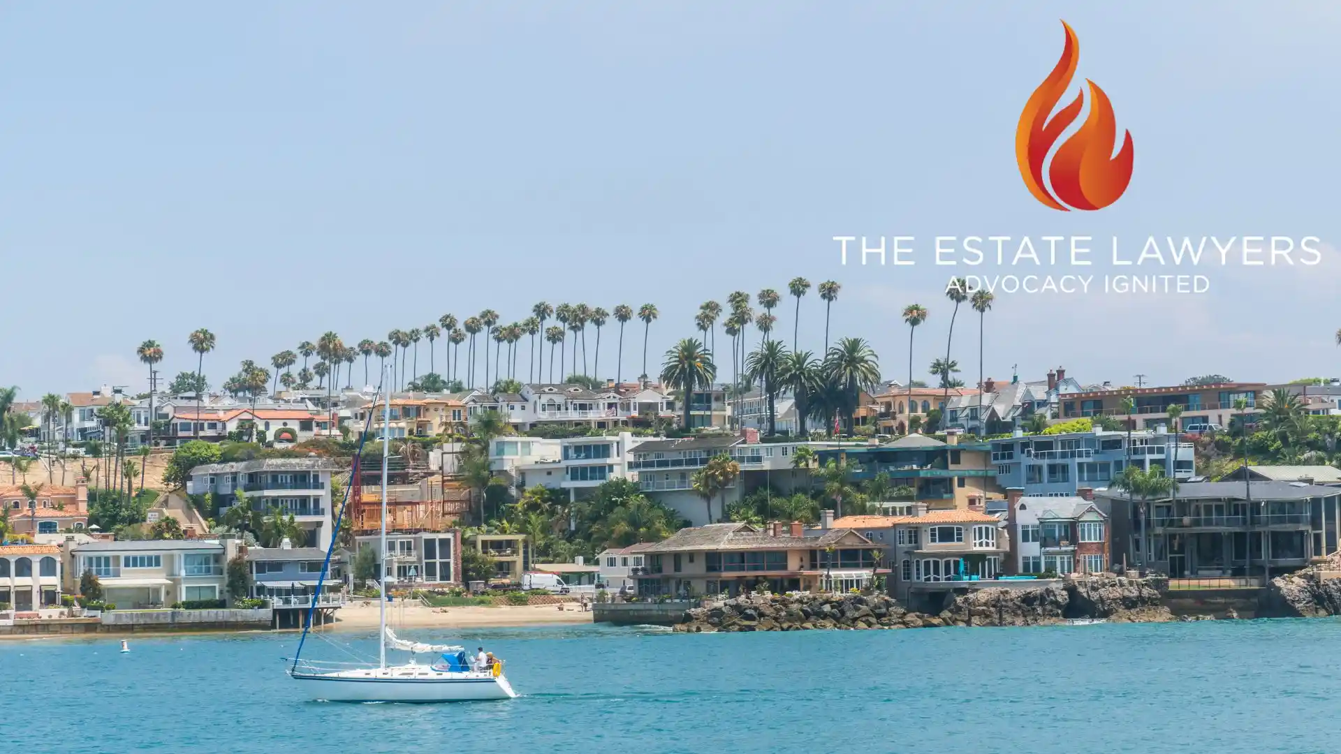 A residential area on the water in Newport Beach, where residents need estate litigation services.